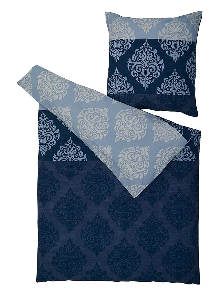 Avance Perkal-Bettwäsche-Set In Blau/ Hellblau – Bild 2