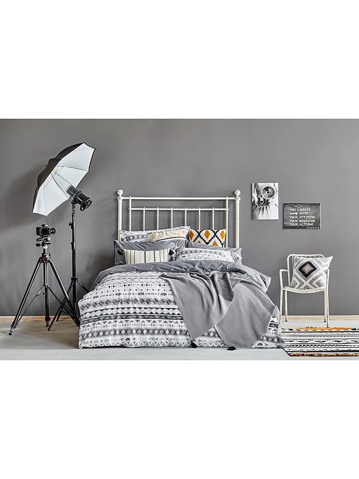 BELLA MAISON Renforcé-Bettwäsche-Set "Glen" In Grau/ Schwarz