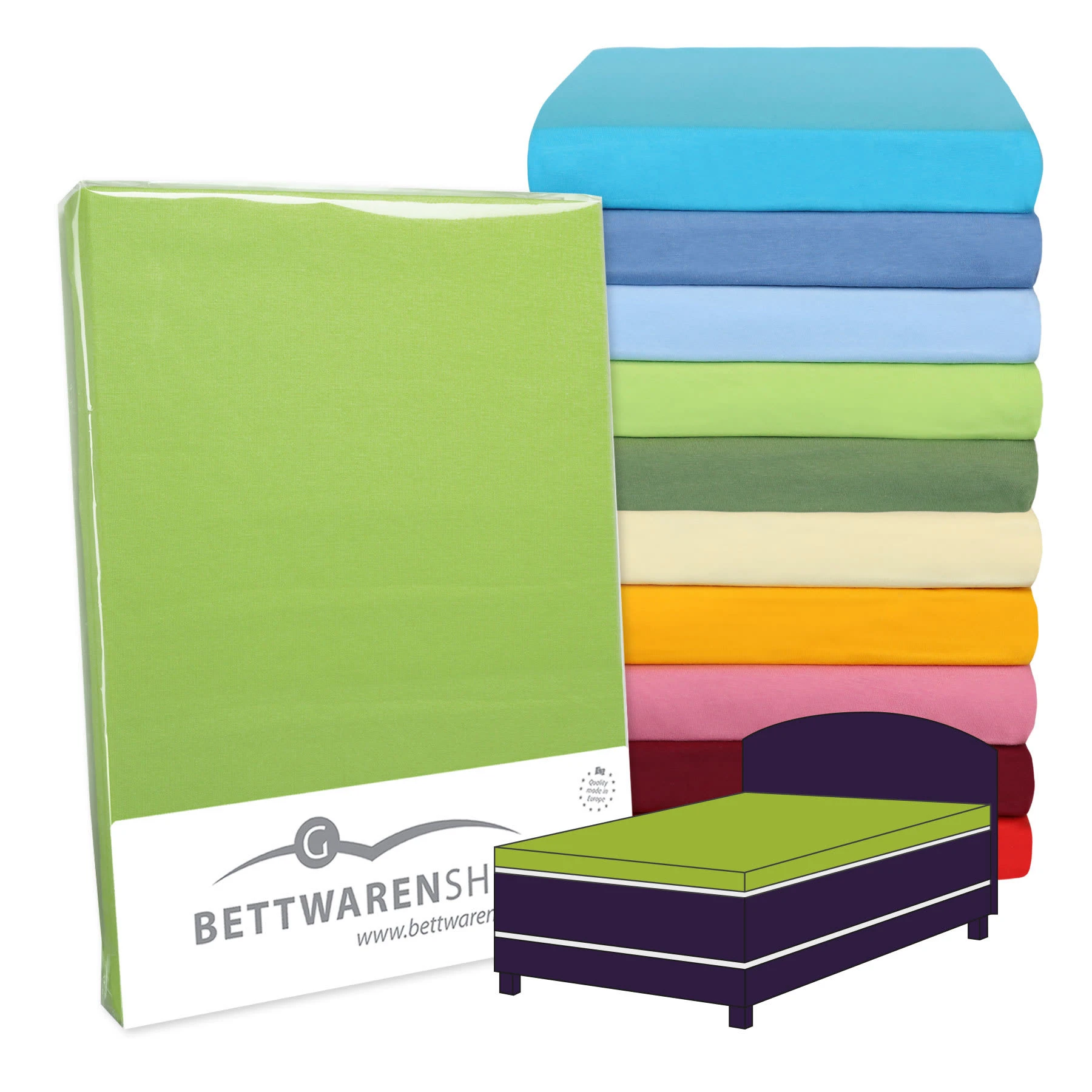 BettwarenShop Spannbettlaken Topper Spannbetttuch In Hellblau – Bild 2