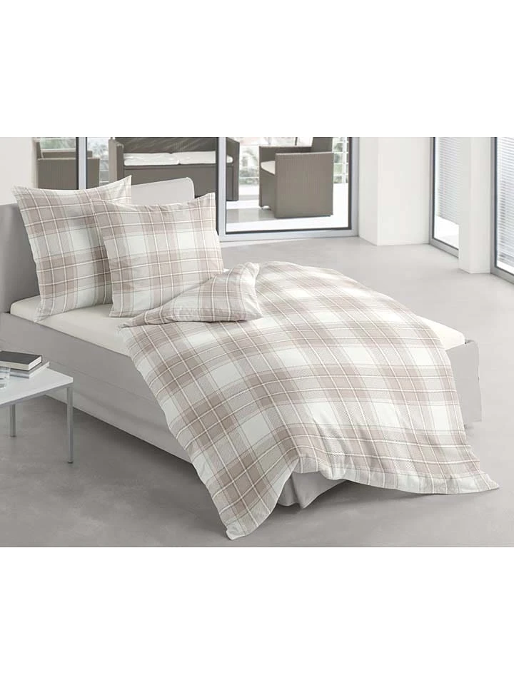 Bierbaum Biber-Bettwäsche-Set In Weiß/ Beige