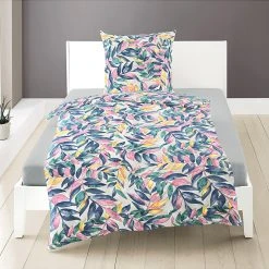 Bierbaum Satin-Bettwäsche-Set In Dunkelblau/ Bunt