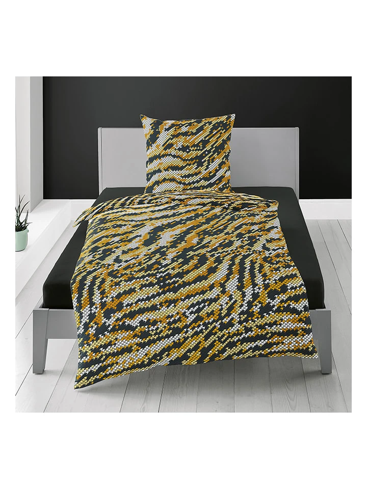 Bierbaum Satin-Bettwäsche-Set In Hellbraun/ Schwarz