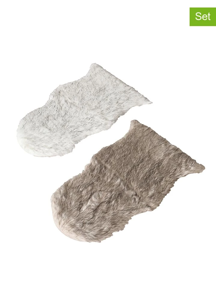 Boltze 2er-Set: Dekofelle "Furano" In Creme/ Hellbraun - (L)102 X (B)65 Cm