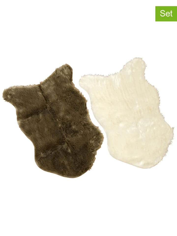 Boltze 2er-Set: Dekofelle "Skoldi" In Braun/ Weiß - (L)90 X (B)69 Cm