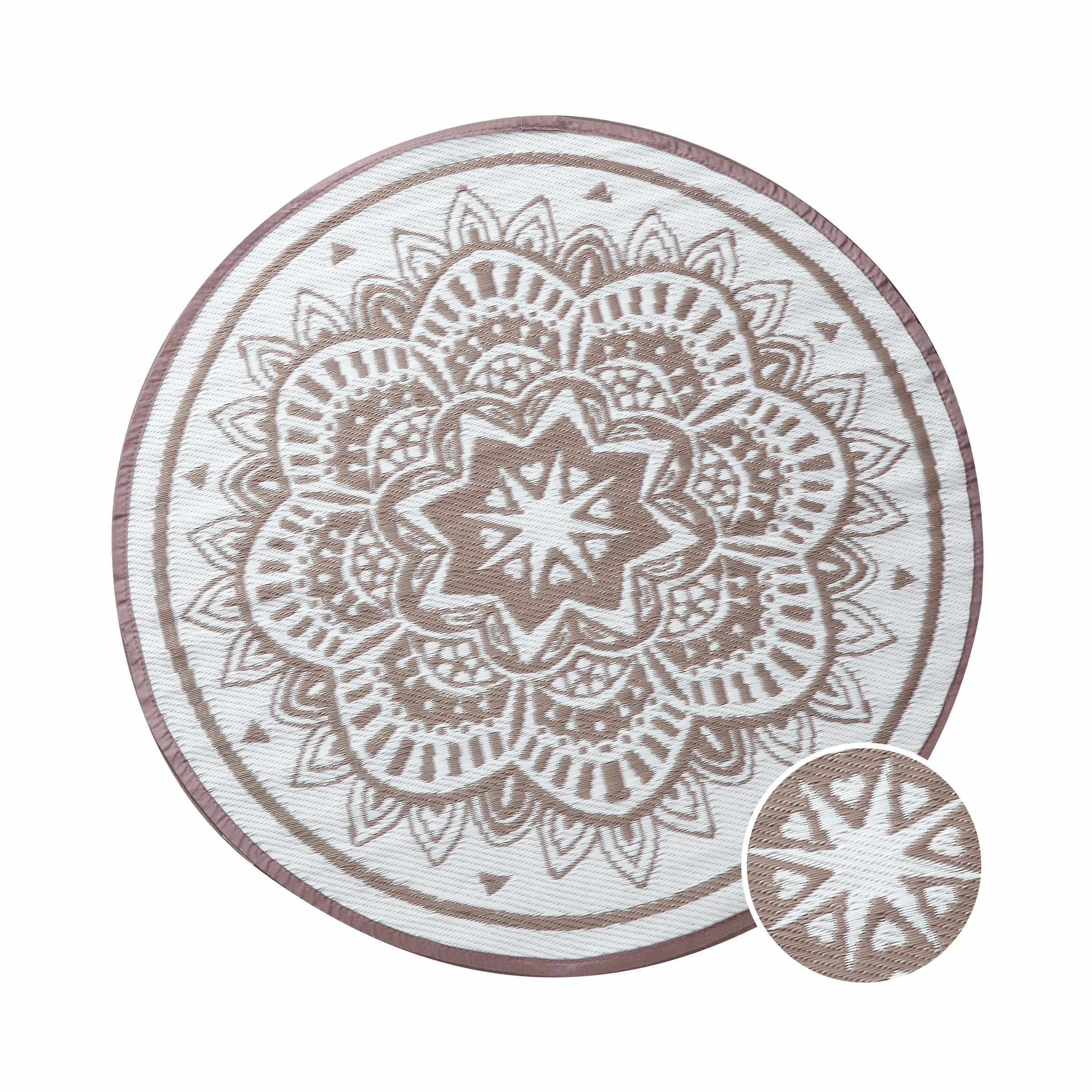 Butlers In- & Outdoor-Teppich Flora Ø118cm COLOUR CLASH In Natur-Weiß