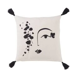 Butlers Kissen Line Art L 50 X B 50cm MUSE In Natur-Schwarz