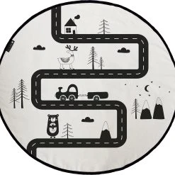 Butter Kings Spielteppich Mit Baumwollsaum, Straßen, Schwarz/weiß, Ø 130 Cm