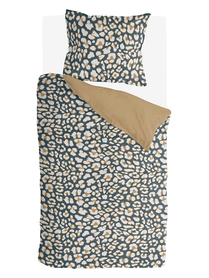 BYRKLUND Bettwäsche-Set "Lazy Leopard" In Cognac/ Blau