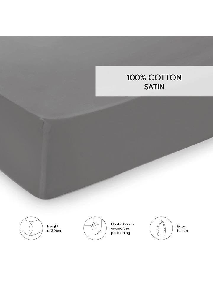Cacharel Satin-Spannbettlaken "Uni" In Grau – Bild 3