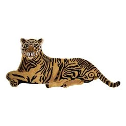 Clayre & Eef Woll-Teppich "Tiger" In Hellbraun/ Schwarz - (B)183 X (H)76 Cm