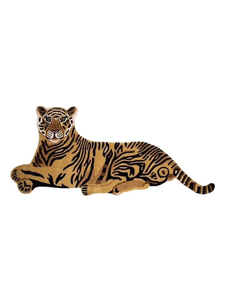 Clayre & Eef Woll-Teppich "Tiger" In Hellbraun/ Schwarz - (B)183 X (H)76 Cm