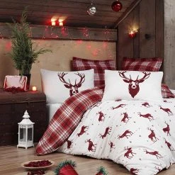 Colorful Cotton Bettwäsche-Set "Geyik" In Weiß/ Rot