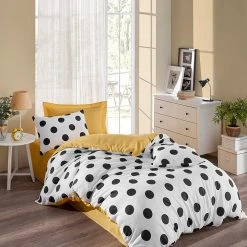 Colorful Cotton Bettwäsche-Set "Mixpuan" In Weiß/ Schwarz/ Gelb In Weiß/ Schwarz/ Gelb