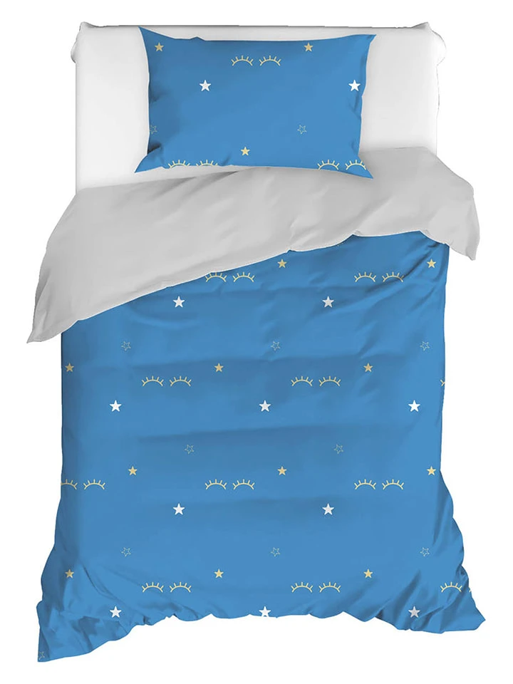 Colorful Cotton Renforcé-Bettwäsche-Set In Blau/ Grau – Bild 2