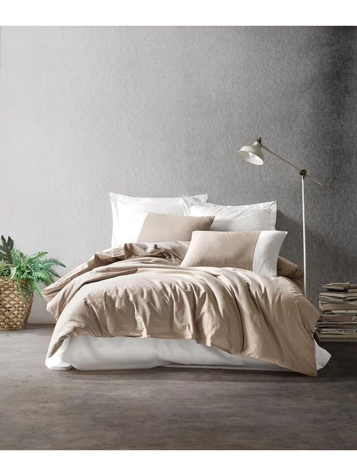 Colorful Cotton Renforcé-Bettwäsche-Set In Hellbraun/ Creme