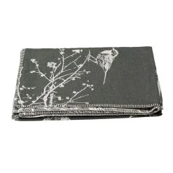 David Fussenegger Überwurf "Zweige Mit Vögelchen" In Anthrazit/ Creme