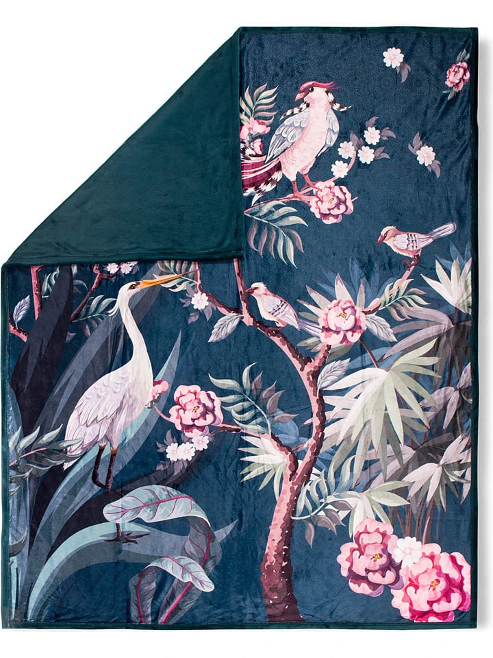 DESCANSO Plaid "Sarenza" In Dunkelblau/ Rosa – Bild 2