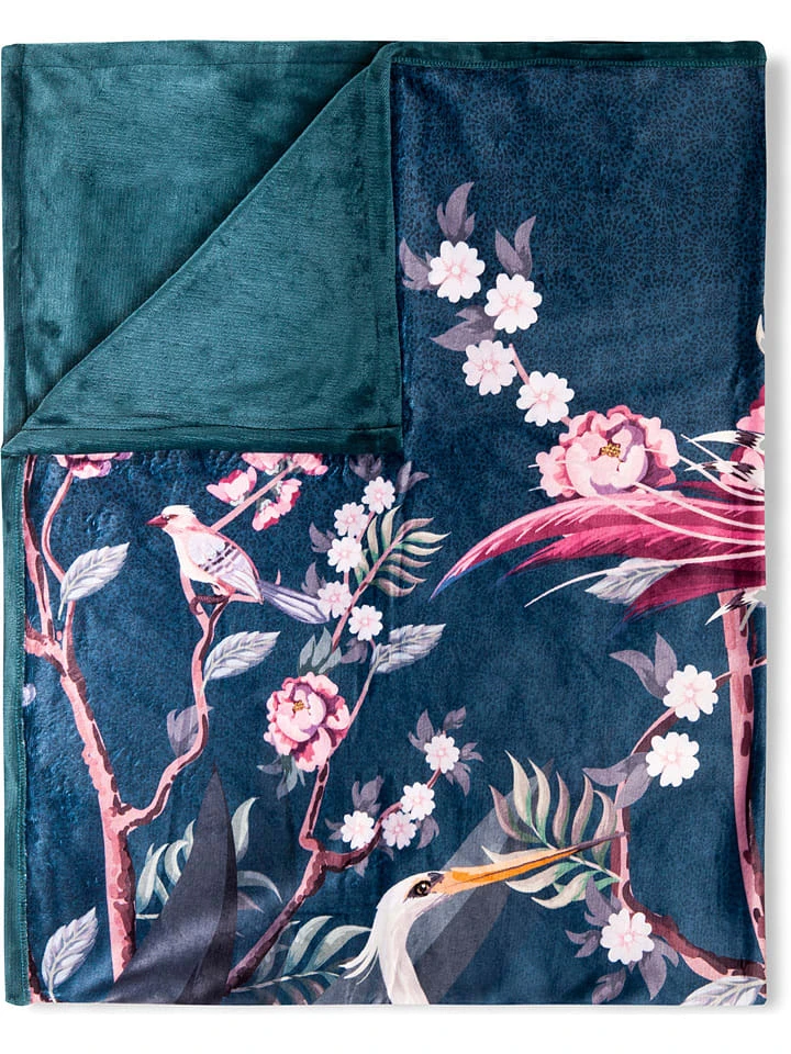 DESCANSO Plaid "Sarenza" In Dunkelblau/ Rosa – Bild 3