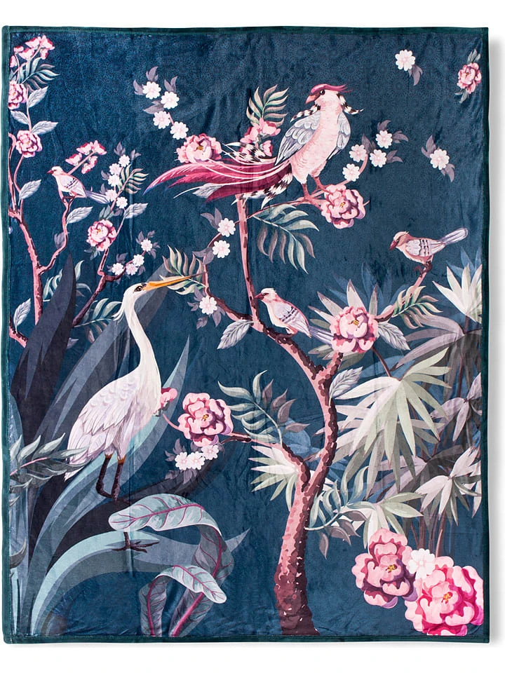 DESCANSO Plaid "Sarenza" In Dunkelblau/ Rosa