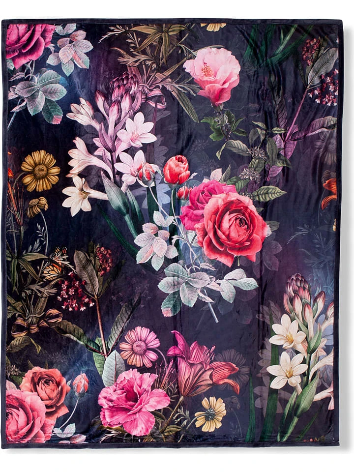 DESCANSO Plaid "Simone" In Dunkelblau/ Bunt