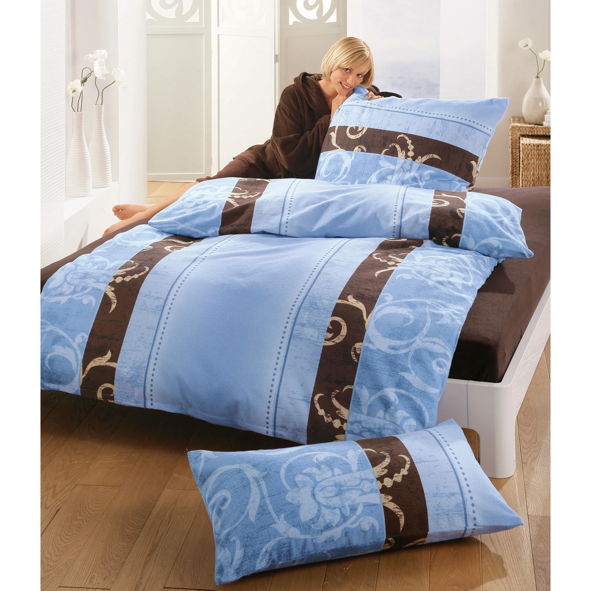 Dyckhoff Bettwäsche In Himmelblau-braun – Bild 2