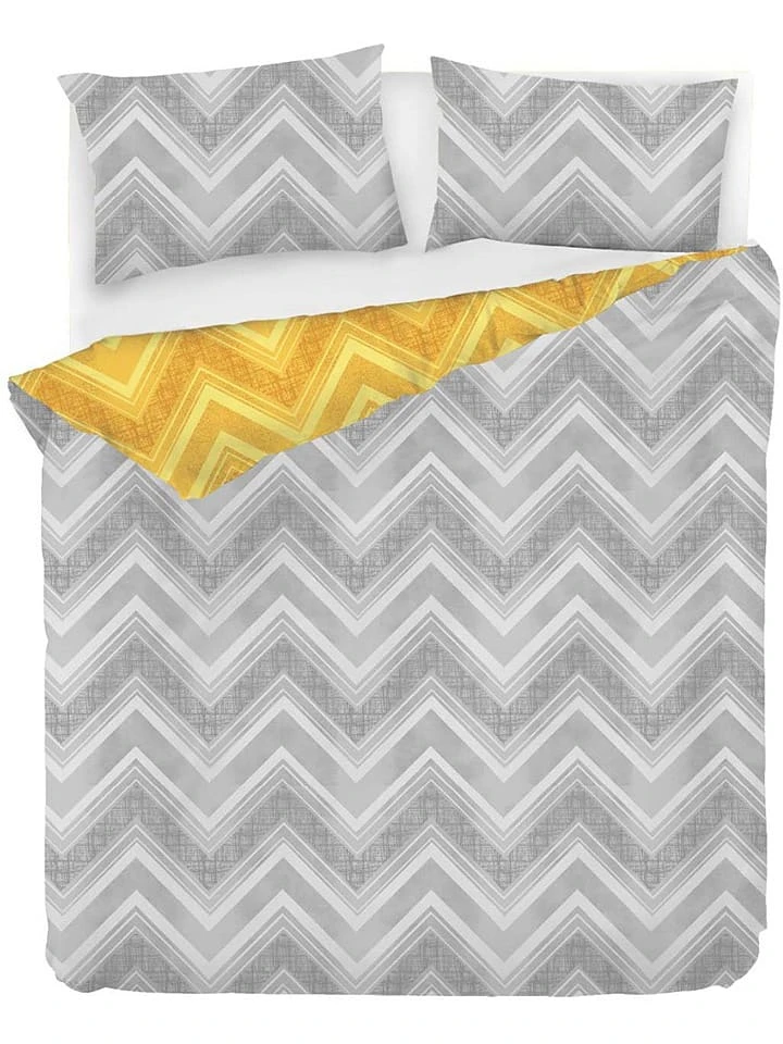 Elizabed Renforcé-Bettwäsche-Set "Gray" In Grau/ Gelb – Bild 2