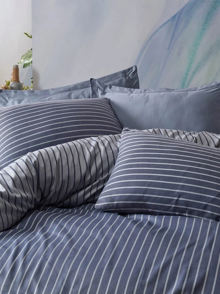 Elizabed Satin-Bettwäsche-Set "Bamboo" In Blau – Bild 2