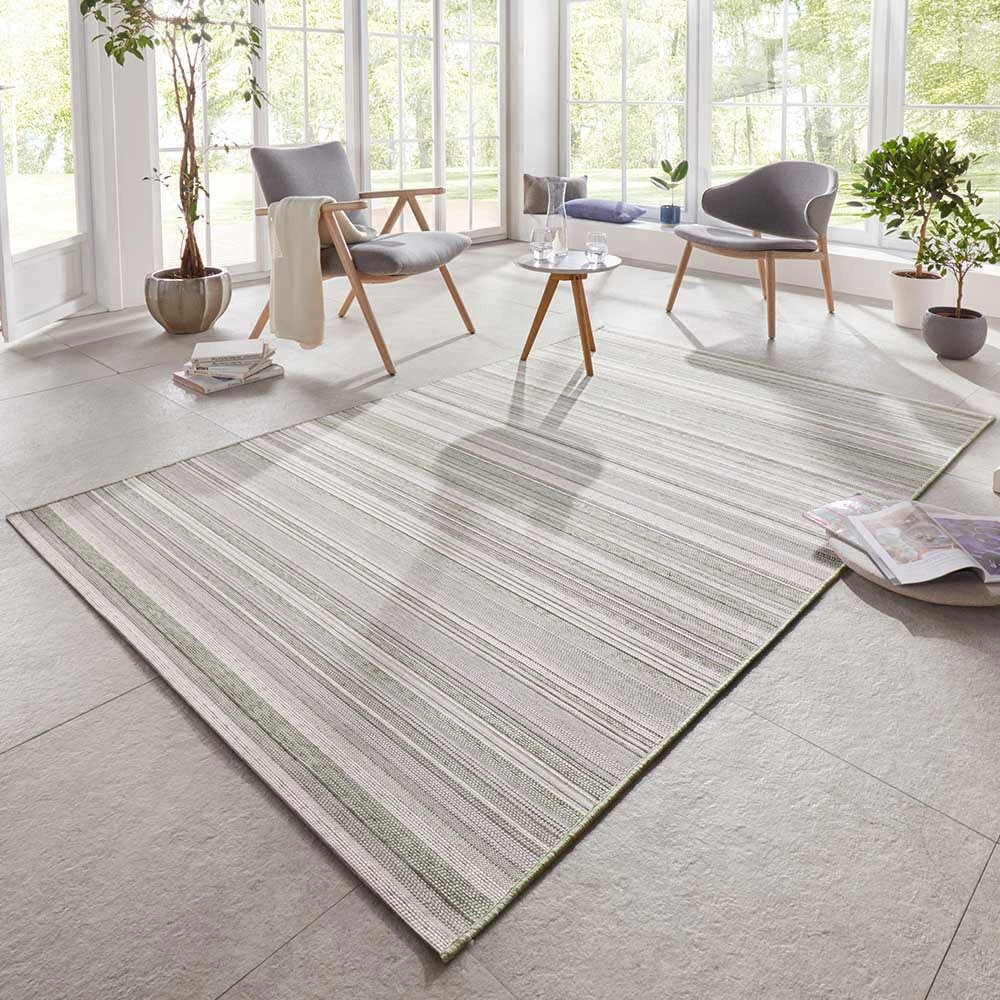 ELLE DECORATION In- & Outdoor Teppich Calais Grün Creme – Bild 2