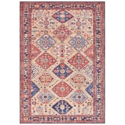 ELLE DECORATION Kurzflor Teppich Afghan Kelim Orientrot