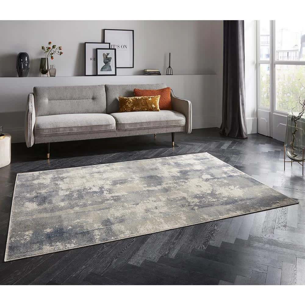ELLE DECORATION Kurzflor Teppich Allier Blau Grau Creme – Bild 4