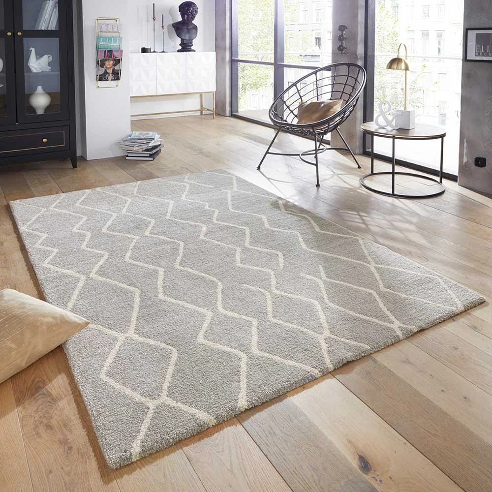 ELLE DECORATION Kurzflor Teppich Vienne Silbergrau Creme – Bild 5