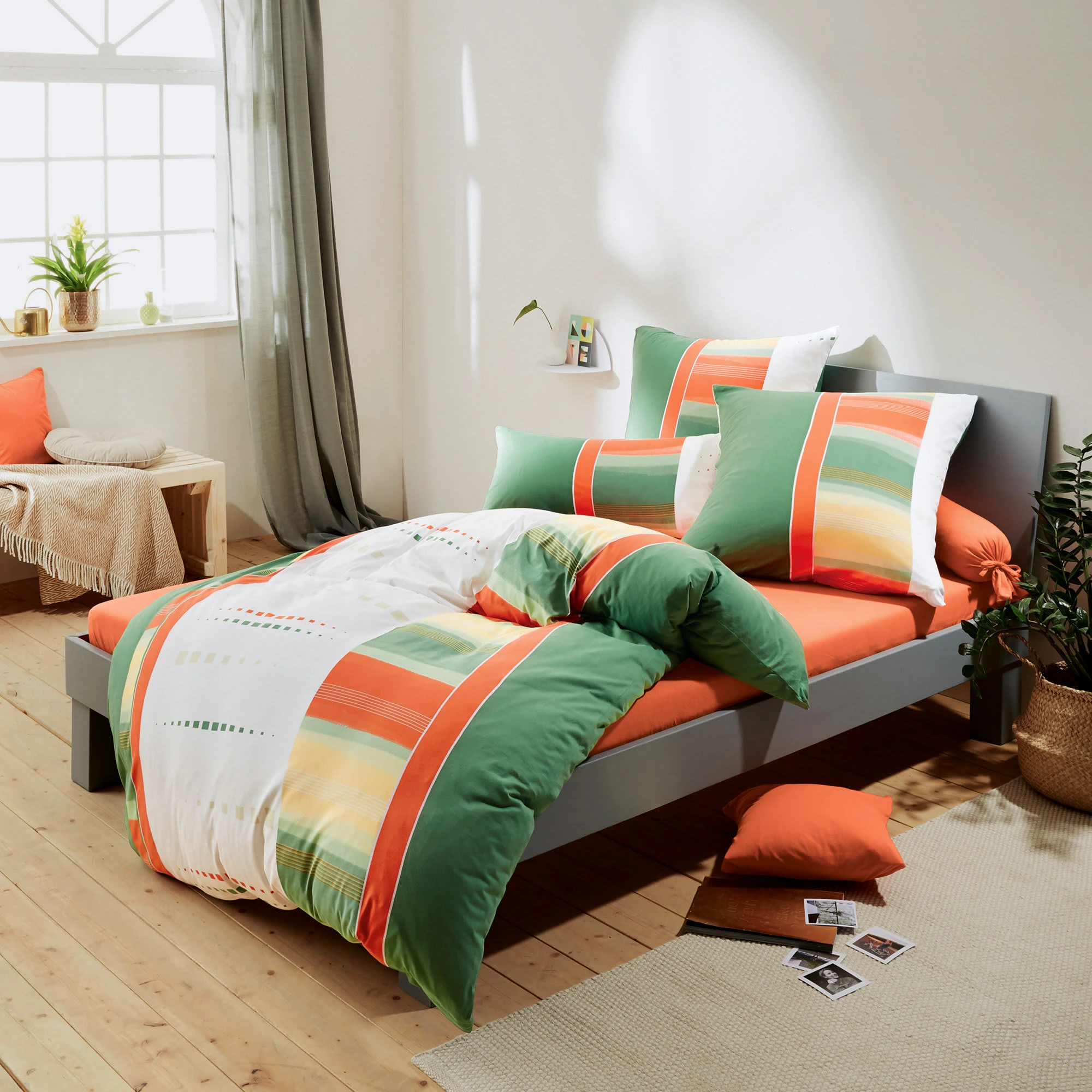 Erwin Müller Bettwäsche In Grün-orange – Bild 2