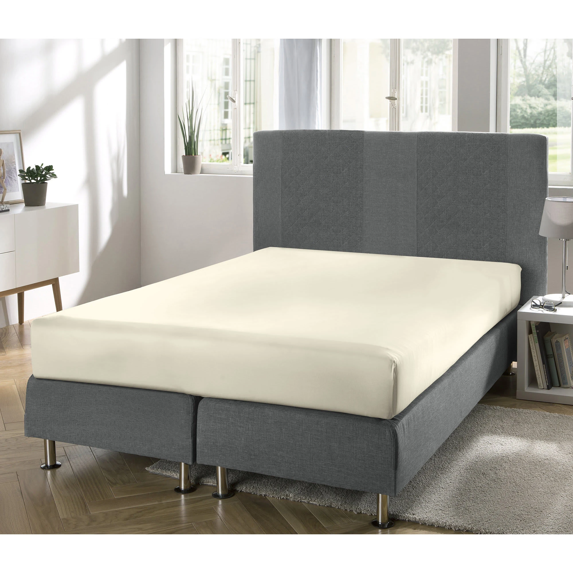 Erwin Müller Boxspring-Spannbettlaken Regensburg In Wollweiß – Bild 2