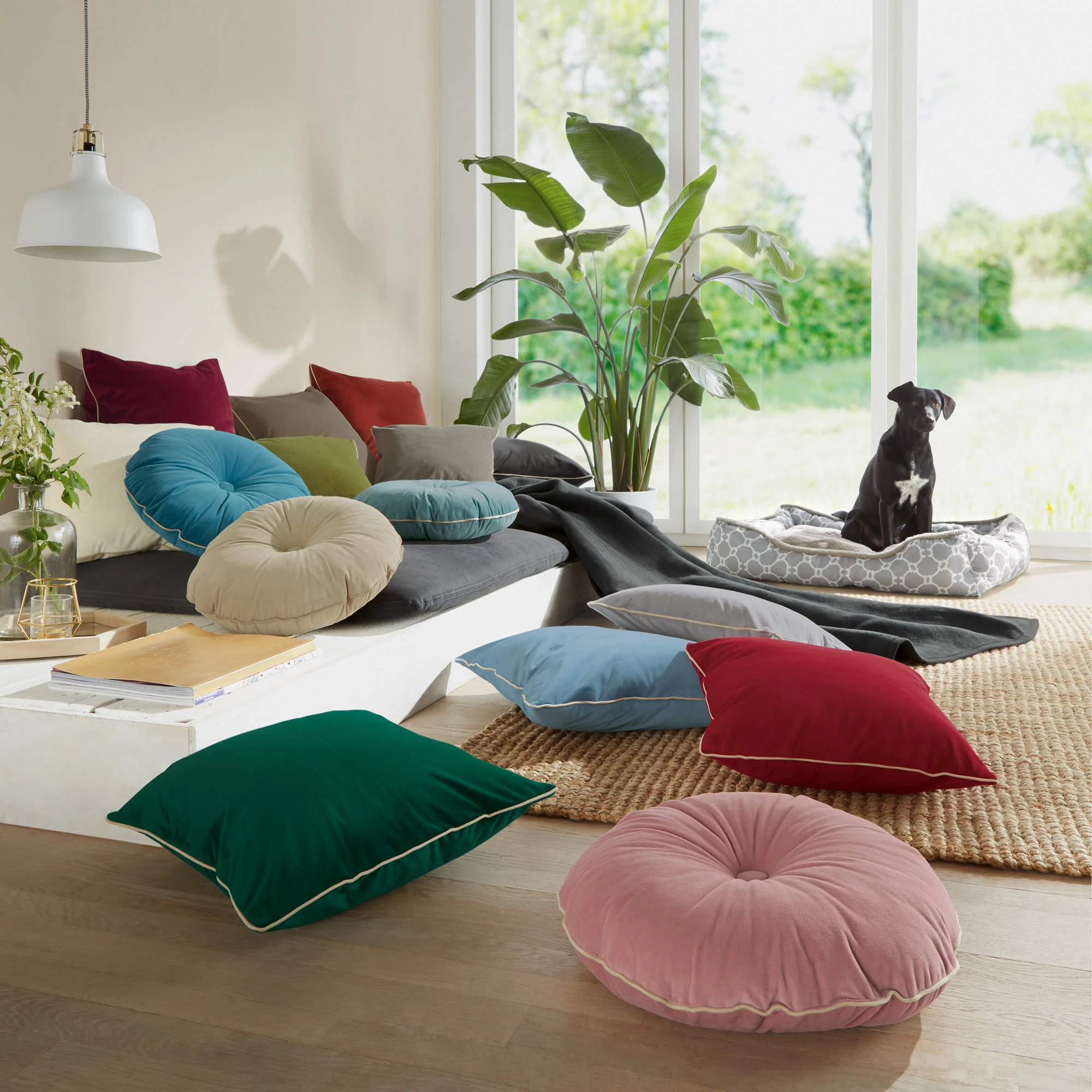 Erwin Müller Kissen Rund 2er-Pack, Gefüllt Manchester In Petrol – Bild 2