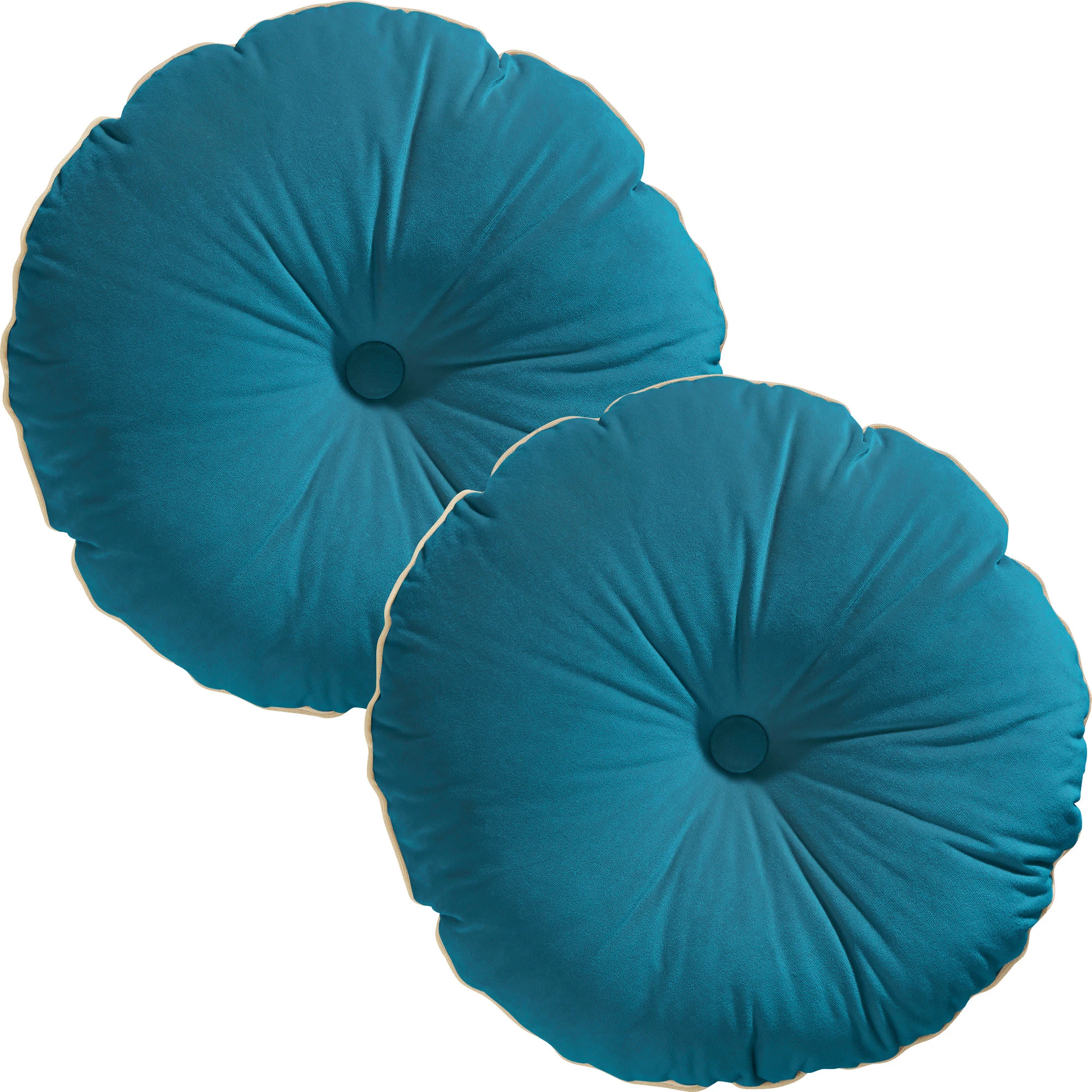 Erwin Müller Kissen Rund 2er-Pack, Gefüllt Manchester In Petrol