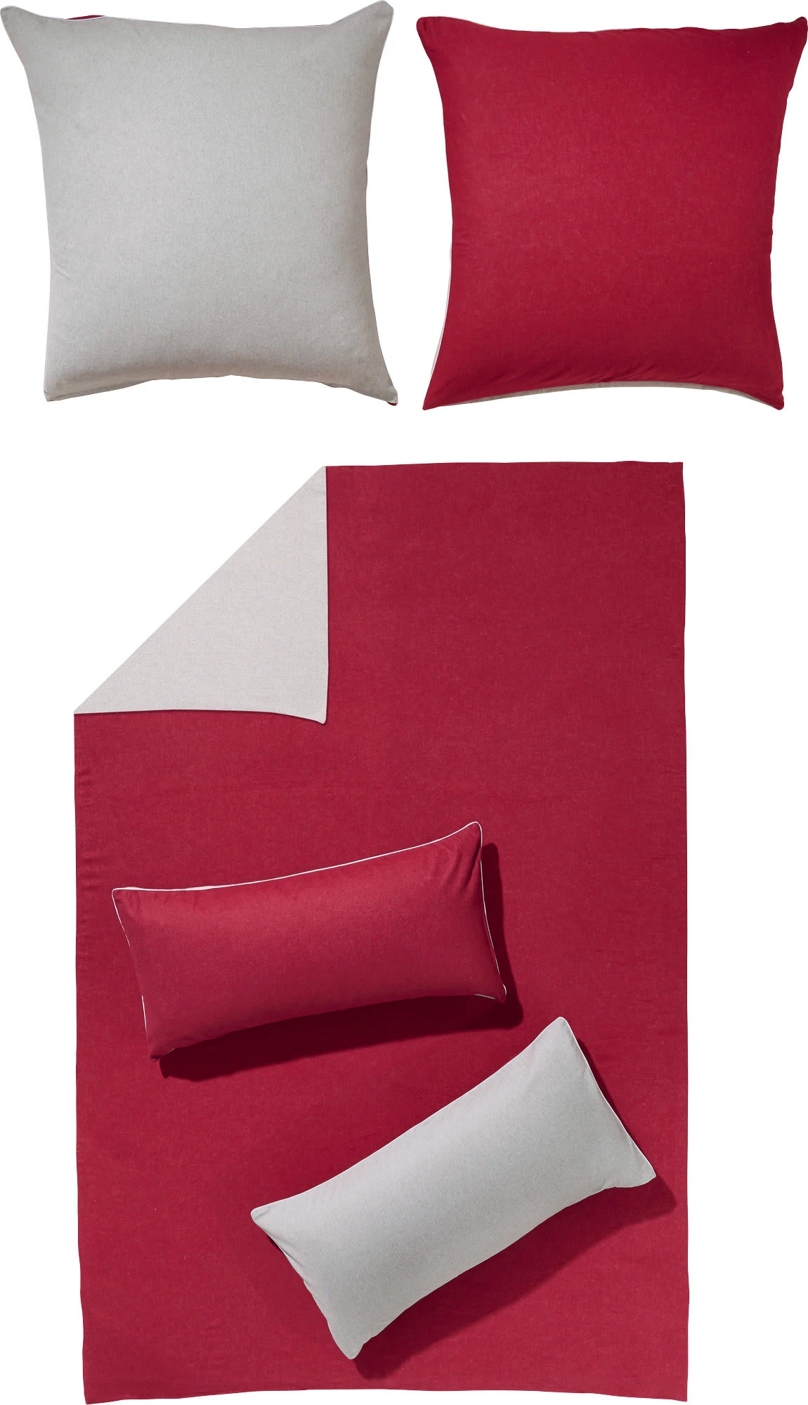 Erwin Müller Wendebettwäsche In Weinrot-silber