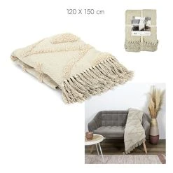 Ethnical Life Plaid In Taupe - (L)150 X (B)120 Cm