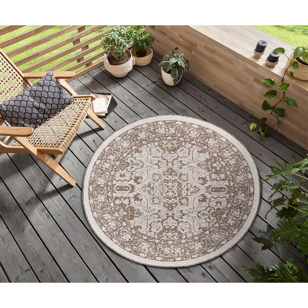 Freundin Home Collection In- Und Outdoor Wendeteppich Rund Jole Beige – Bild 2