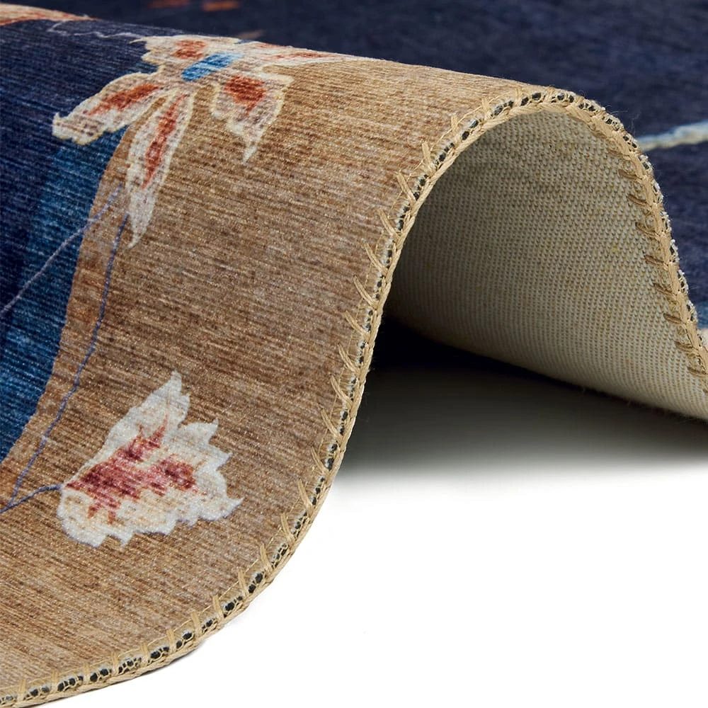 Freundin Home Collection Kurzflor Teppich Orientalisch Gloriosa Dunkelblau Beige – Bild 3