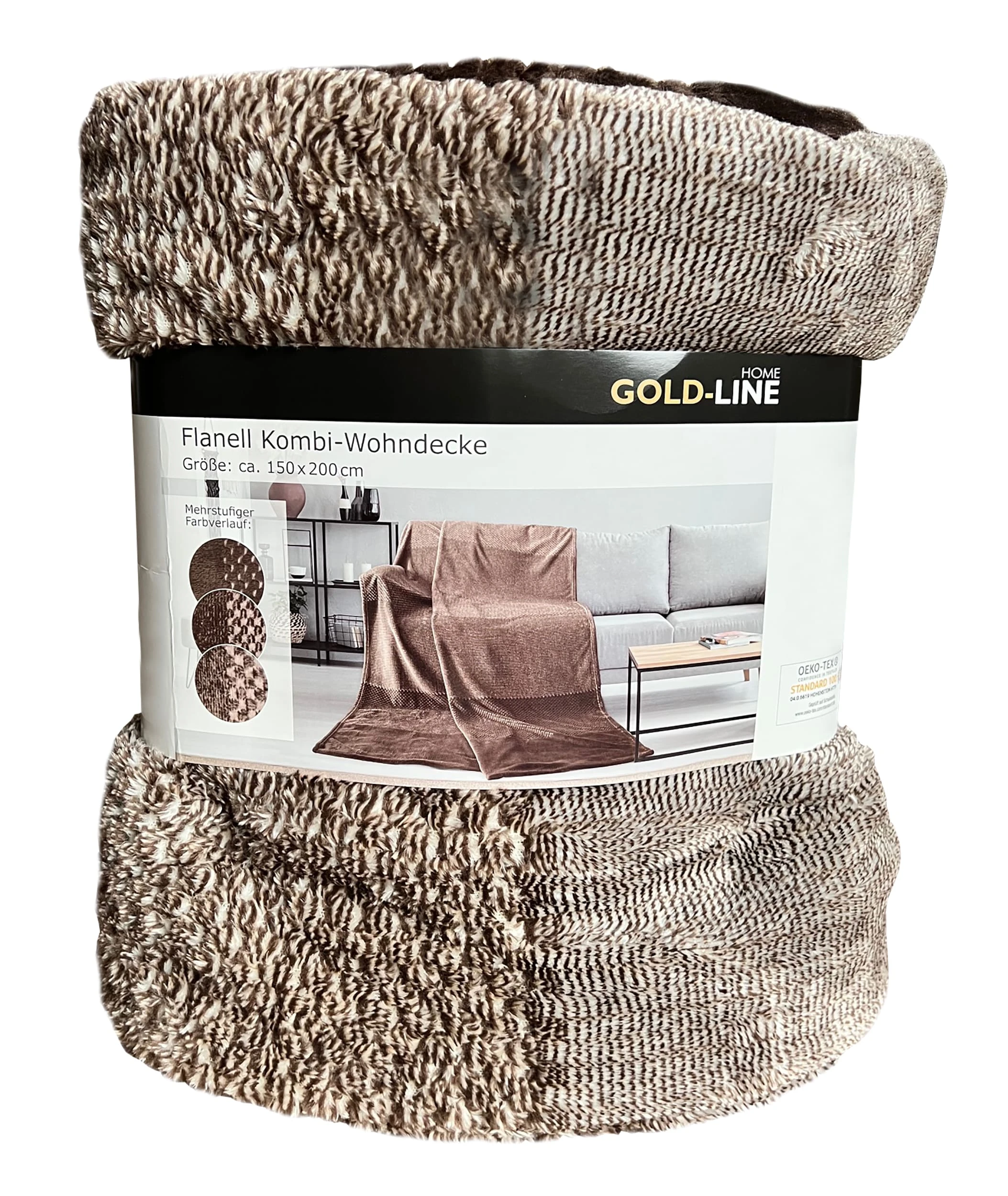 GMD Living Microfaser Kuscheldecke FLANELL-KOMBI In Farbe Braun