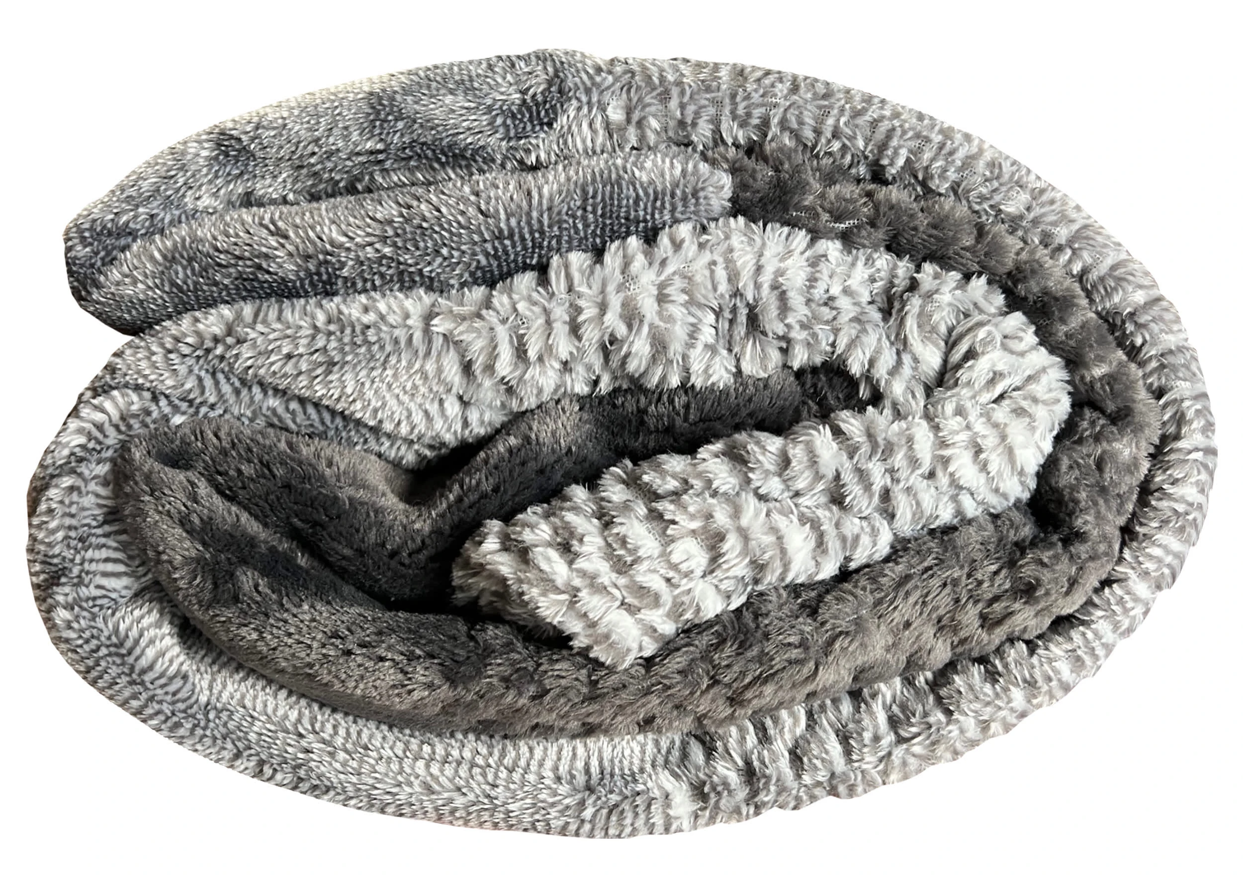 GMD Living Microfaser Kuscheldecke FLANELL-KOMBI In Farbe Grau – Bild 2