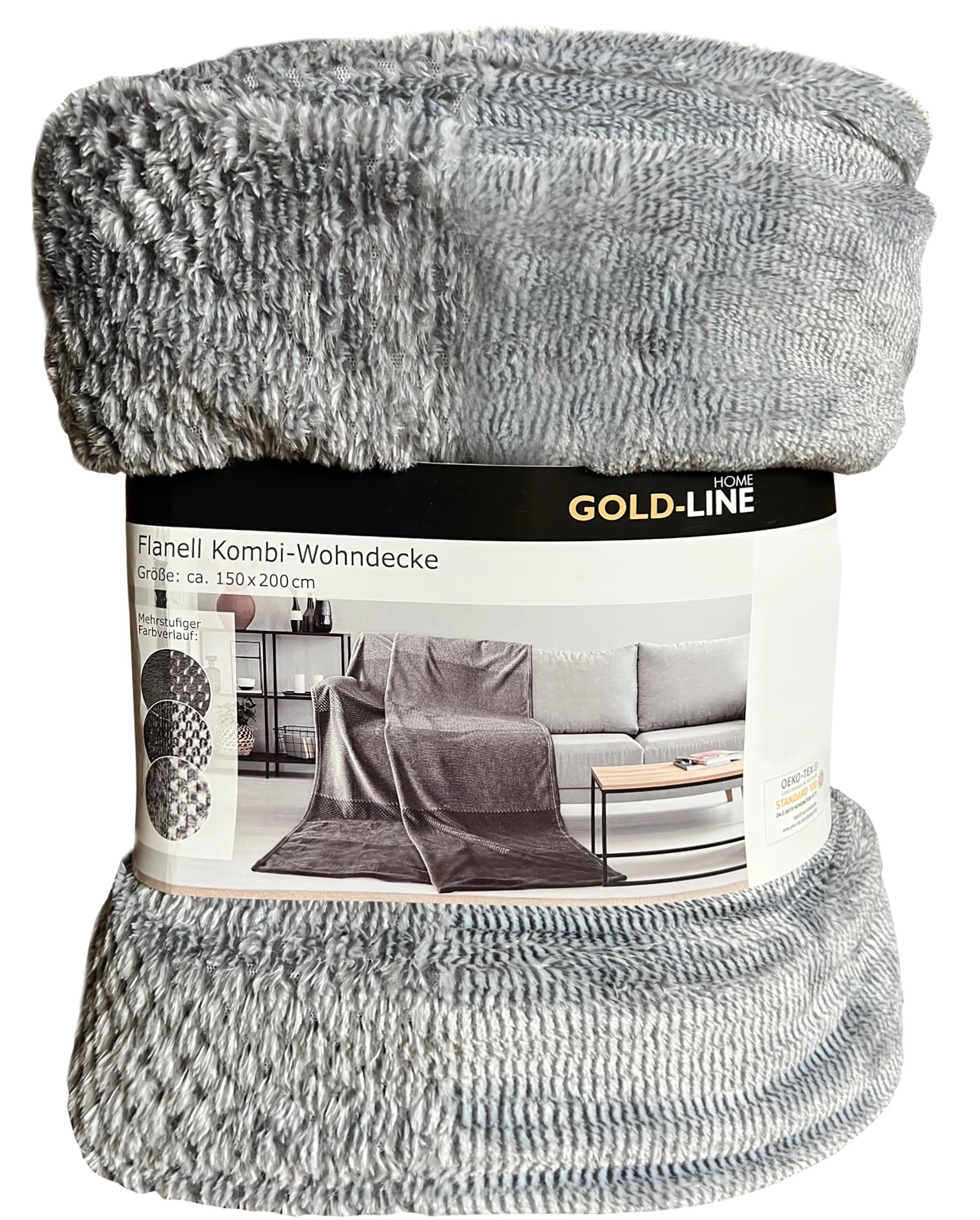 GMD Living Microfaser Kuscheldecke FLANELL-KOMBI In Farbe Grau