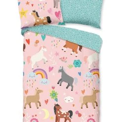 GOOD MORNING Bettwäsche-Set "Horses" In Rosa/ Bunt