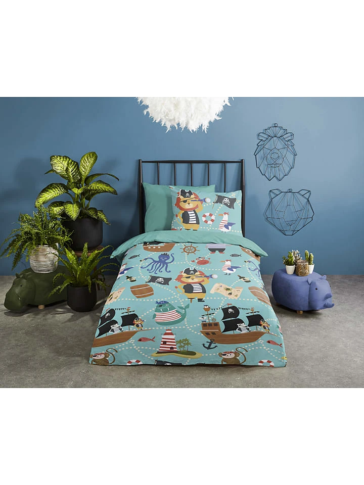 GOOD MORNING Bettwäsche-Set "Pirates" In Hellblau/ Bunt – Bild 2