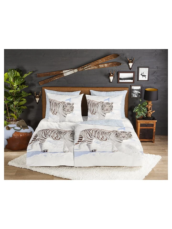 GOOD MORNING Flanell-Bettwäsche-Set "Tigris" In Creme – Bild 4