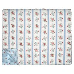 Greengate Quilt EVIE 180x230 Weiß Blau Mit Blumen