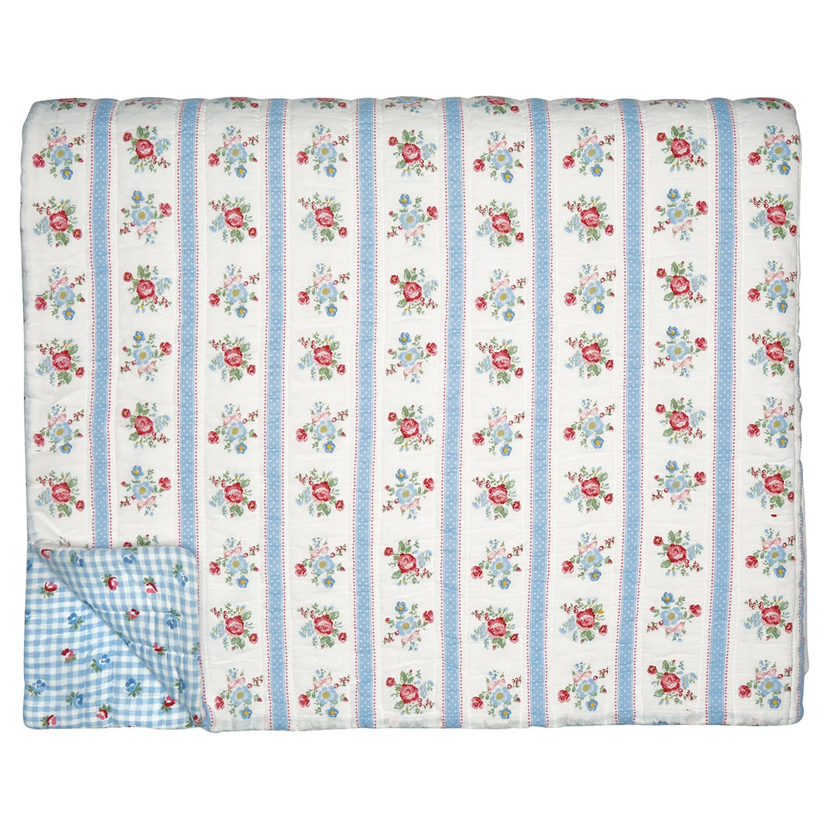 Greengate Quilt EVIE 180x230 Weiß Blau Mit Blumen