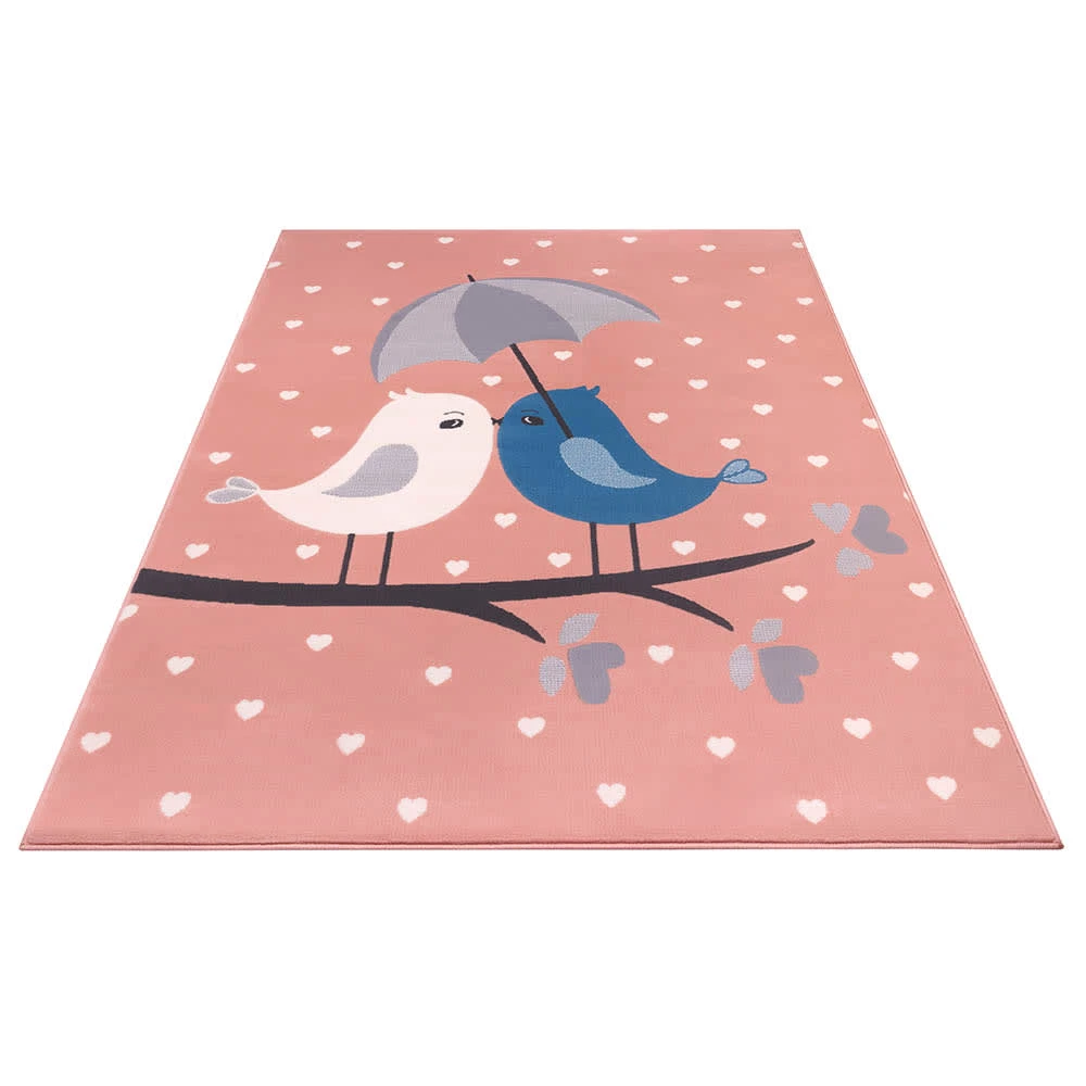Hanse Home Kinderteppich Kurzflor Love Birds Vögel Rosa – Bild 3