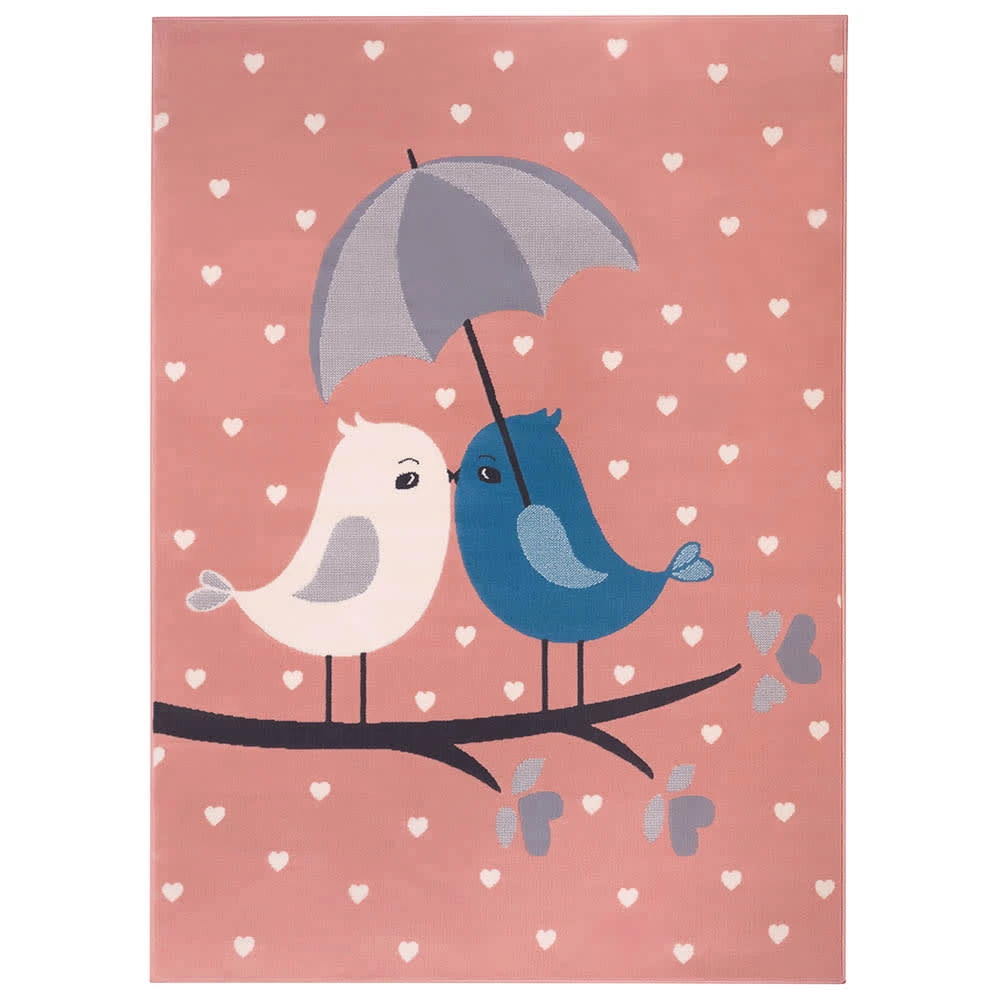 Hanse Home Kinderteppich Kurzflor Love Birds Vögel Rosa