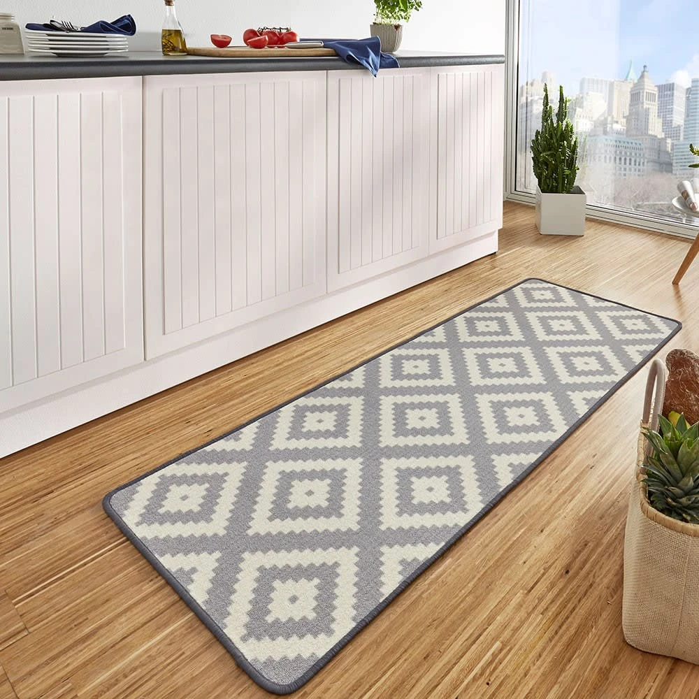 Hanse Home Kurzflor Küchenläufer Raute, Grau, 67x180 Cm – Bild 2